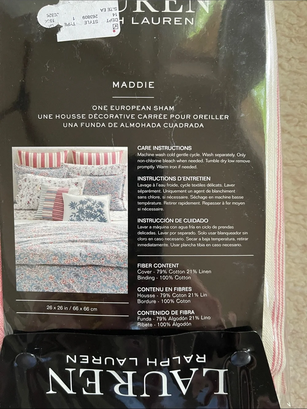 Lauren Ralph Lauren Striped Maddie European Sham Set 2 New